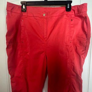 Chico's Pants (Optional Capri) Size L (Chico's 2) Orange, Optional Roll Cuff